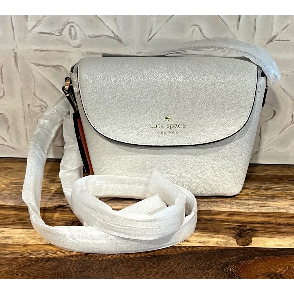 Kate Spade Emmie Pebbled Leather Flap Crossbody Purse Quill Grey NWT